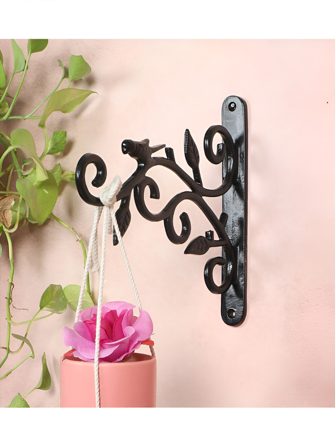 

Two Moustaches Black Bird Designed Metal Wall Hook Plant Bracket