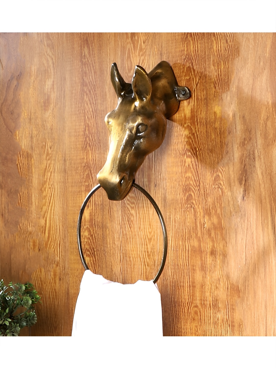 

Two Moustaches Beige Horse Head Design Towel Hanger, Brown