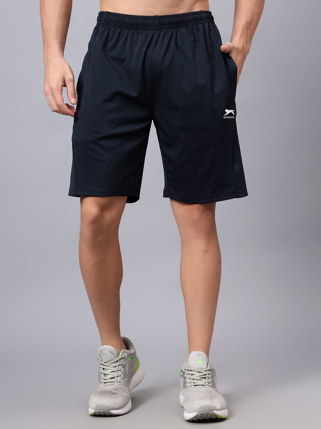 

Shiv Naresh Men Mid-Rise Sports Shorts, Navy blue