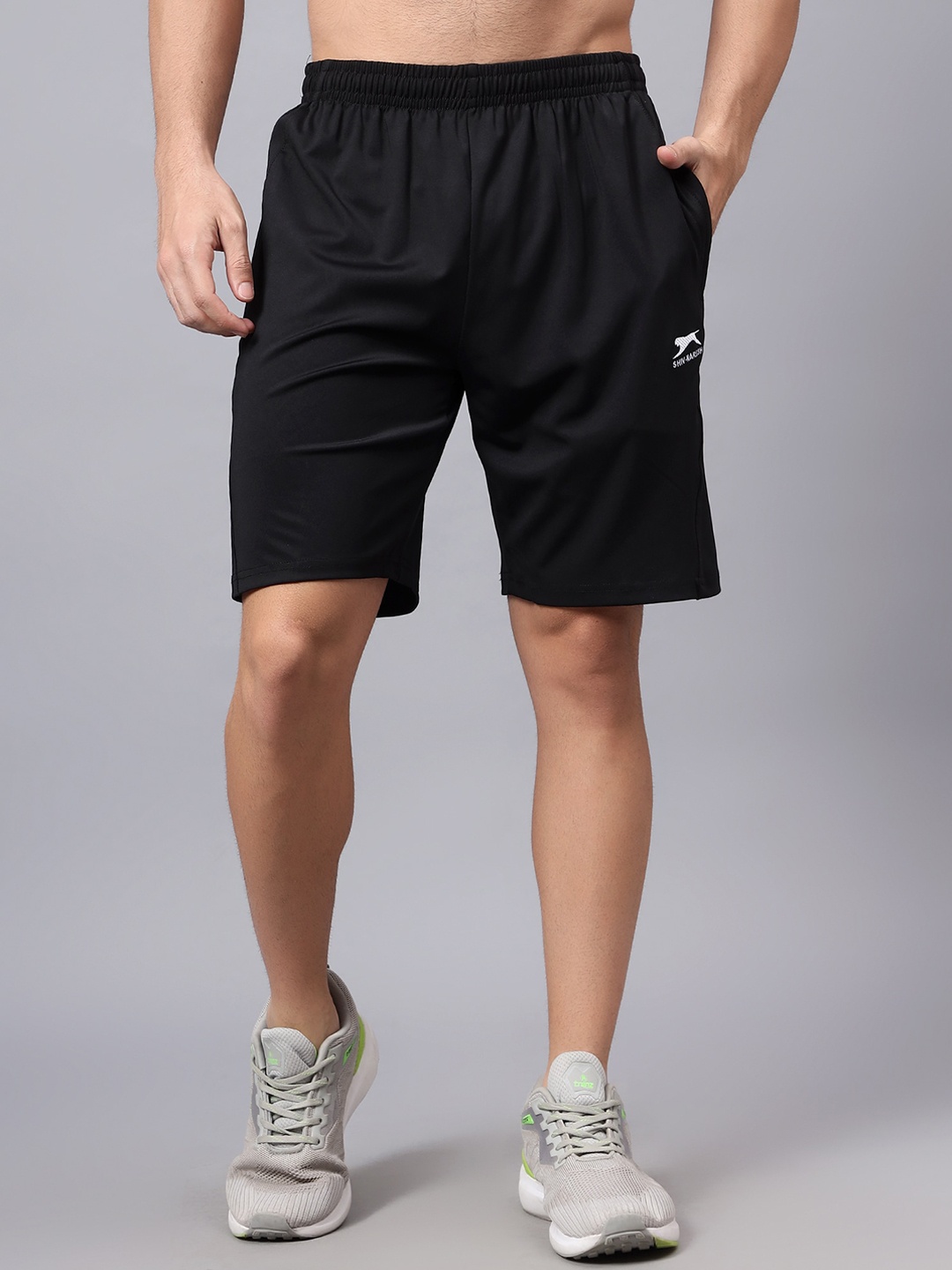 

Shiv Naresh Men Mid-Rise Sports Shorts, Black