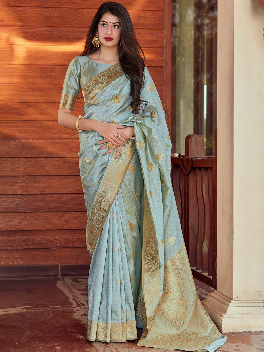 

Mitera Ethnic Motifs Woven Design Zari Art Silk Saree, Blue