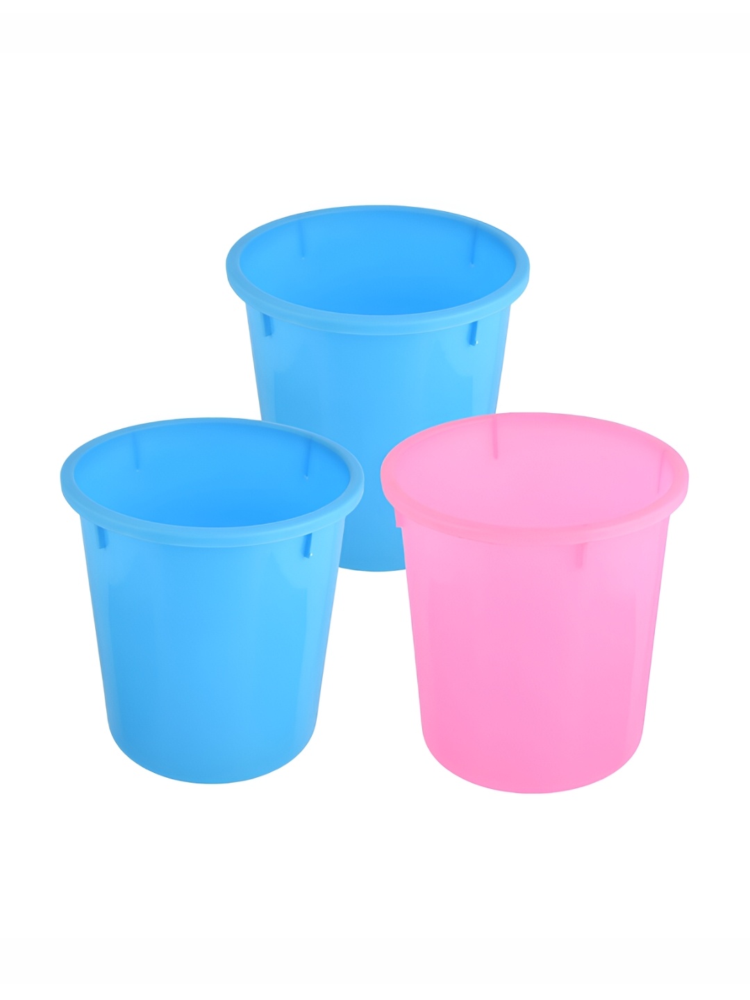 

Kuber Industries Pink & Blue 3 Pieces Open Garbage Dustbins 5L Each