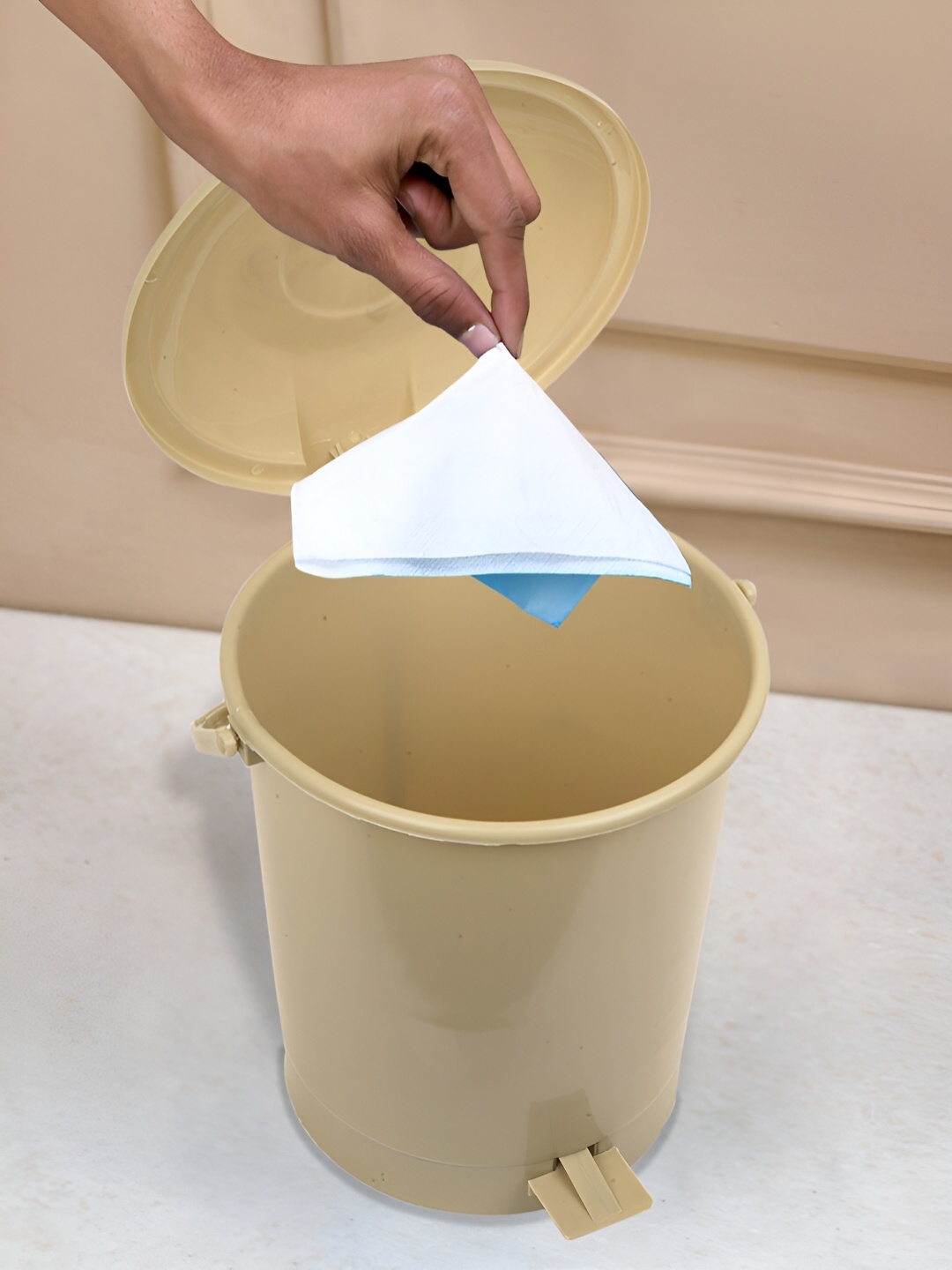 

Kuber Industries Beige Pedal Dustbin 10L
