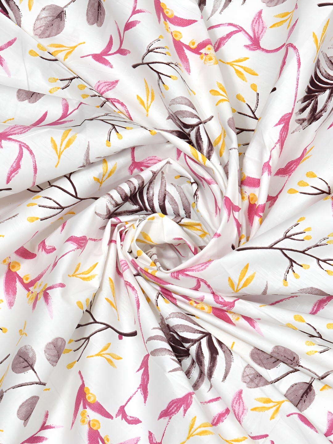 

EverHOME White & Pink Ethnic Motifs 160 TC Cotton Queen Bedsheet With 2 Pillow Covers