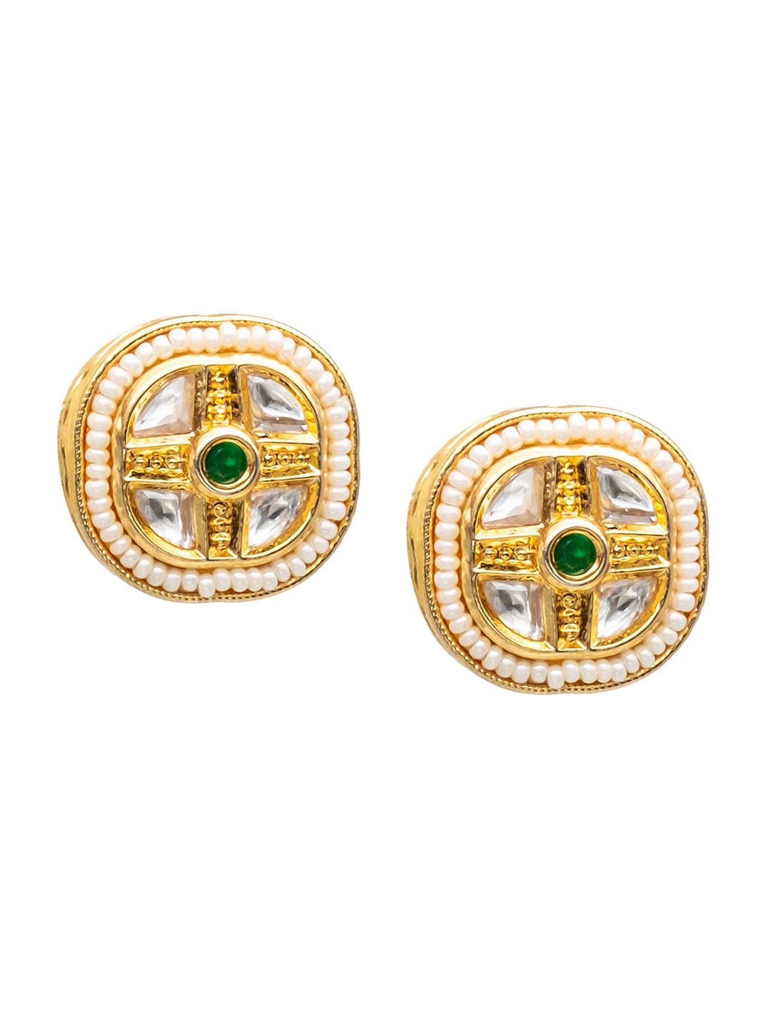 

Shining Jewel - By Shivansh Gold-Plated Cubic Zirconia Studded Contemporary Studs
