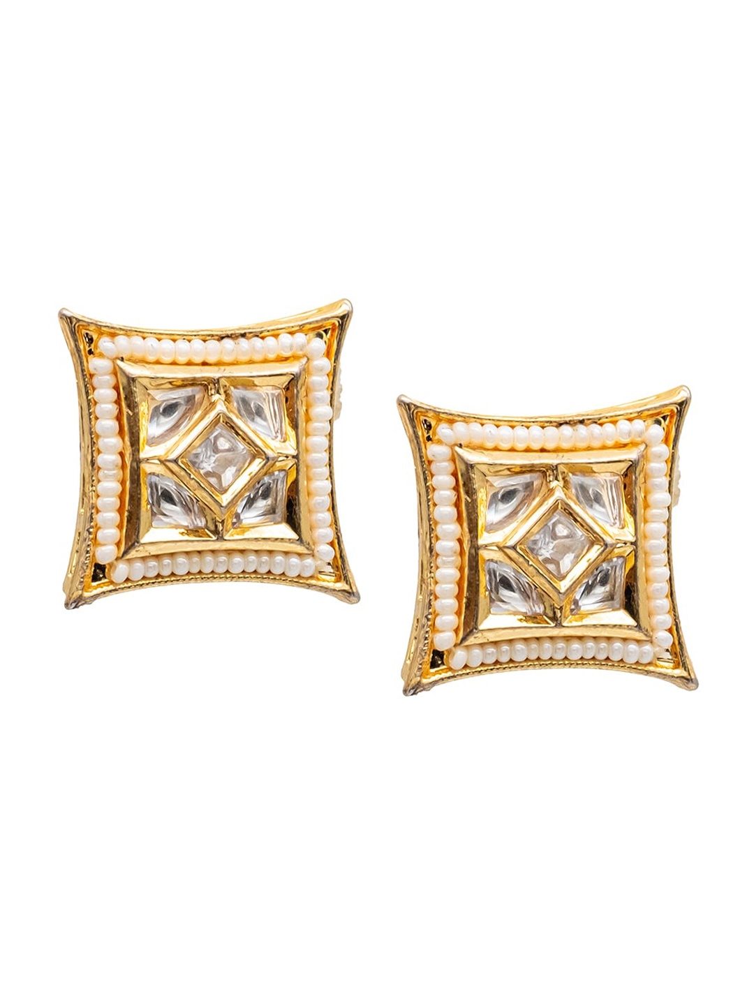 

Shining Jewel - By Shivansh Gold-Plated Cubic Zirconia Studded Contemporary Studs