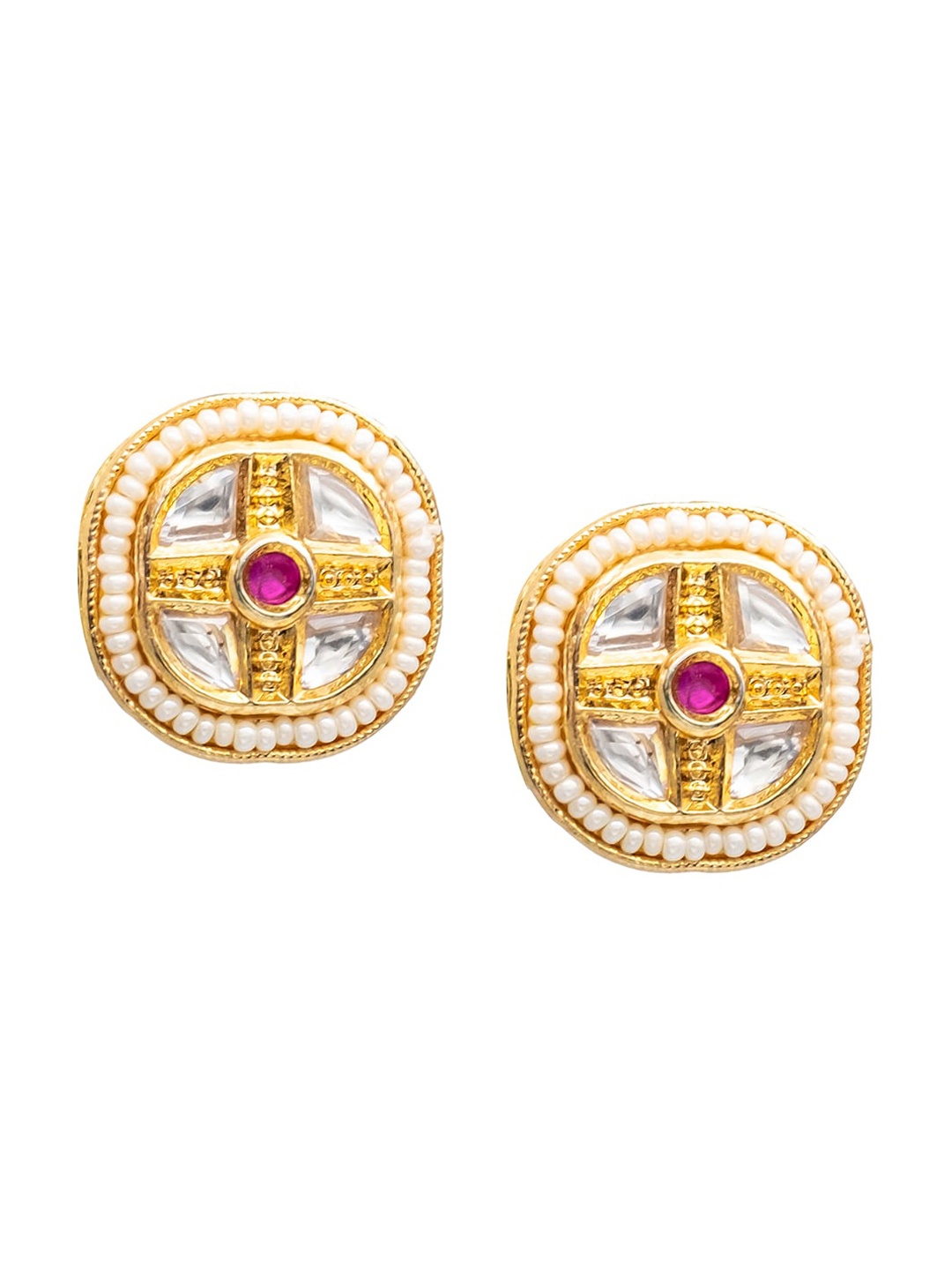 

Shining Jewel - By Shivansh Gold-Plated Cubic Zirconia Studded Contemporary Studs