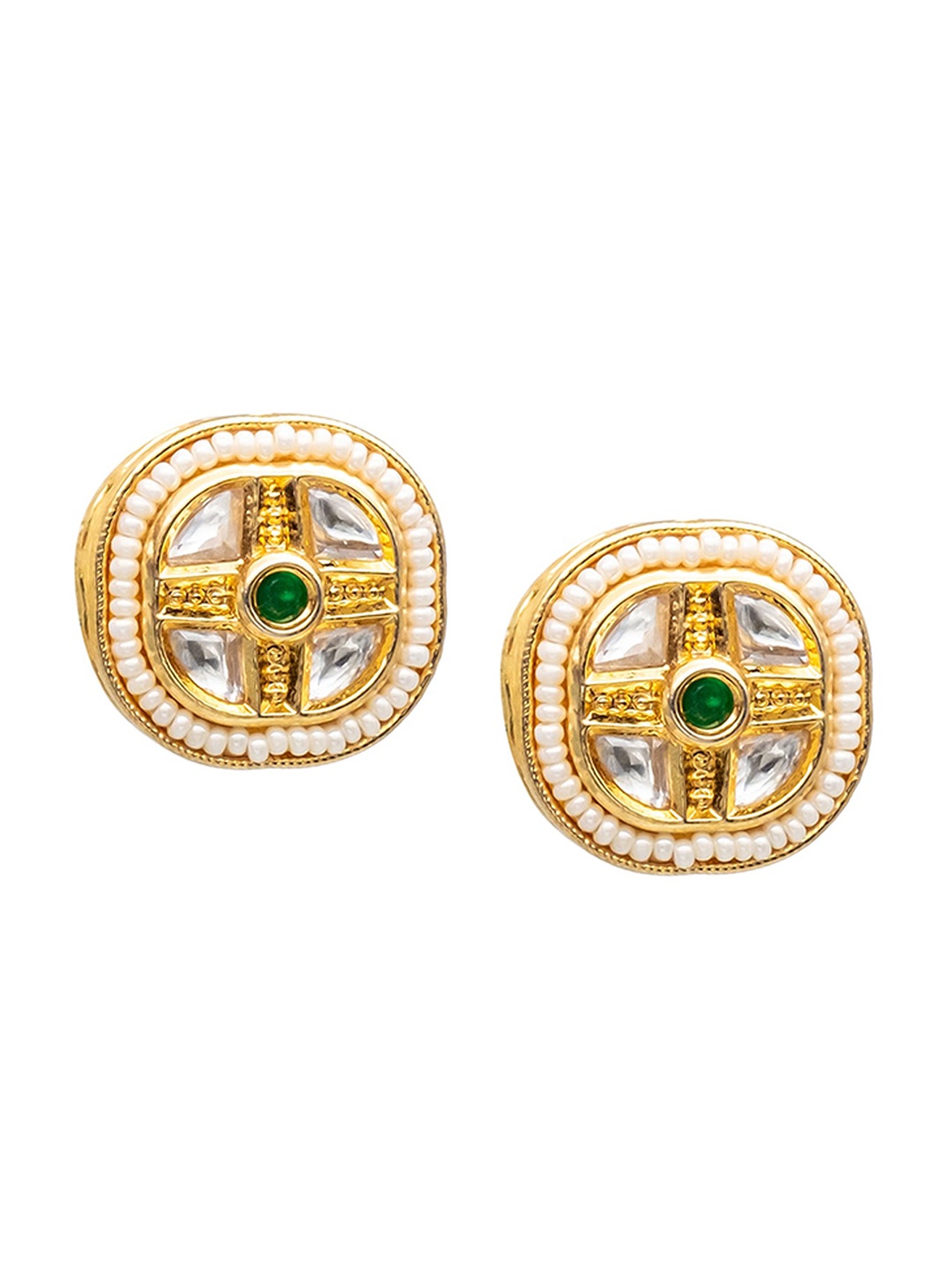 

Shining Jewel - By Shivansh Gold-Plated Cubic Zirconia Studded Contemporary Studs