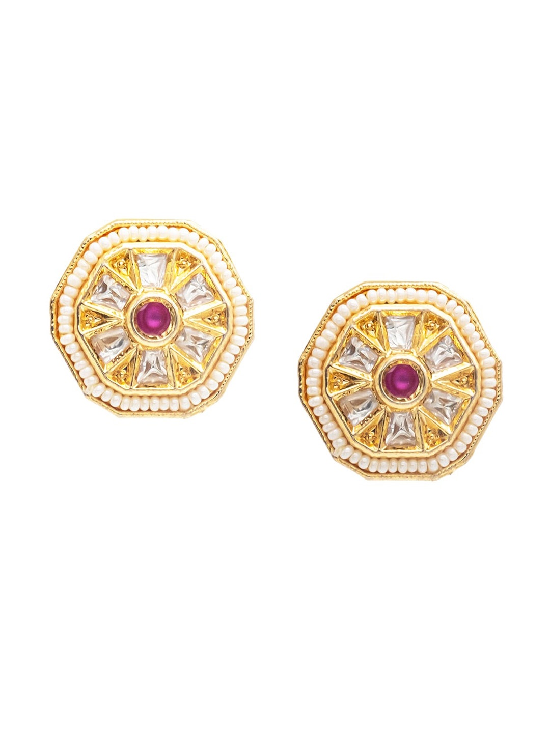 

Shining Jewel - By Shivansh Gold-Plated Cubic Zirconia Studded Contemporary Studs