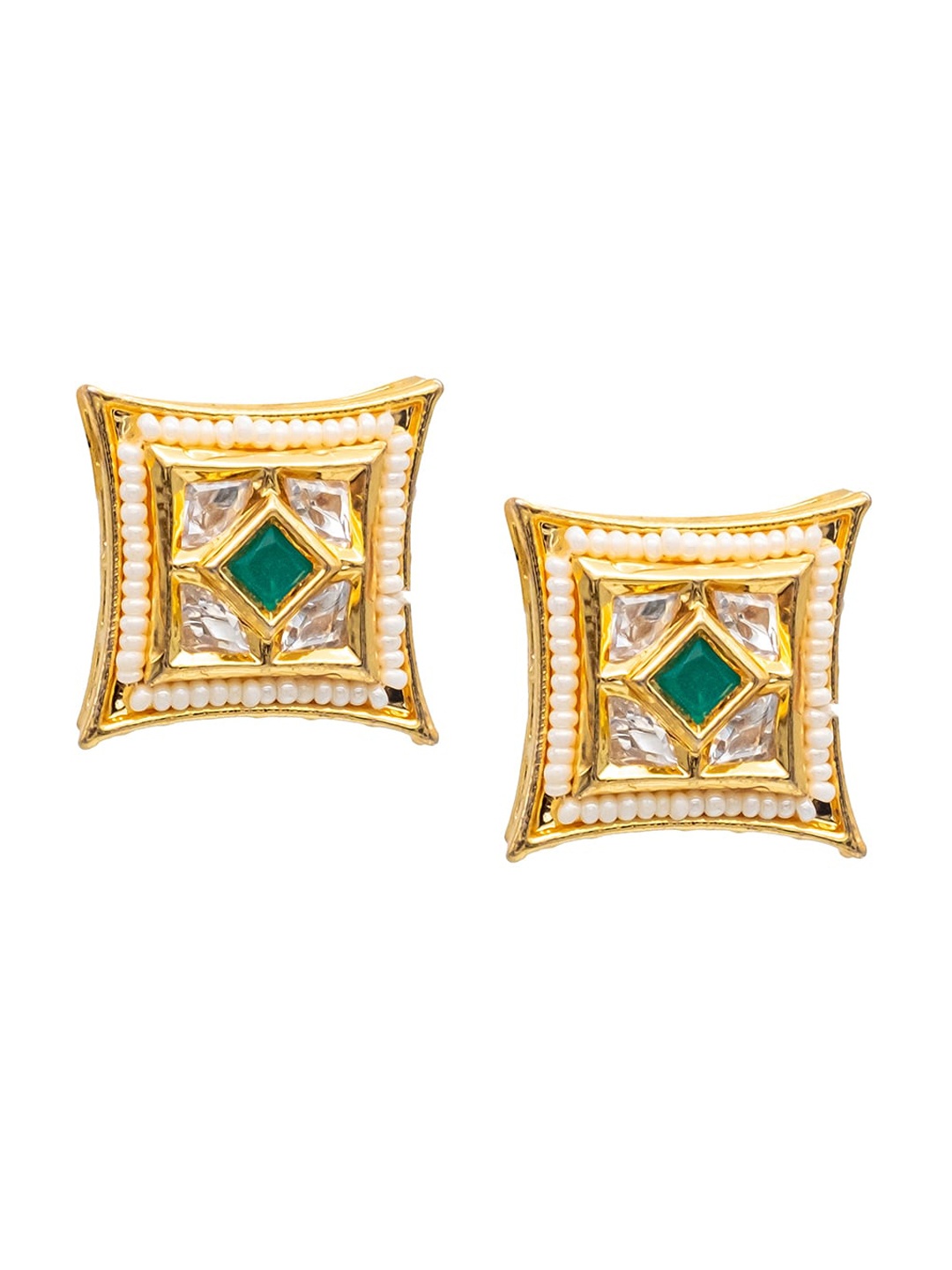 

Shining Jewel - By Shivansh Gold Plated Cubic Zirconia Contemporary Studs Earrings