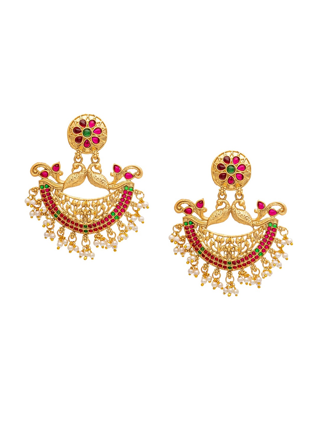 

Shining Jewel - By Shivansh Gold-Plated Contemporary Cubic Zirconia Antique Drop Earrings