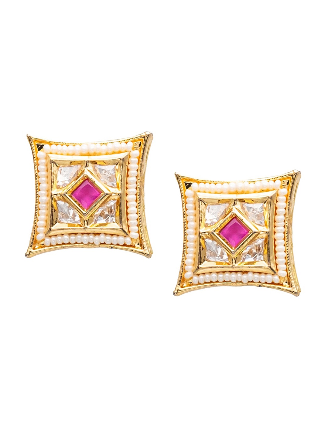 

Shining Jewel - By Shivansh Gold Plated Contemporary Cubic Zirconia Studs Earrings