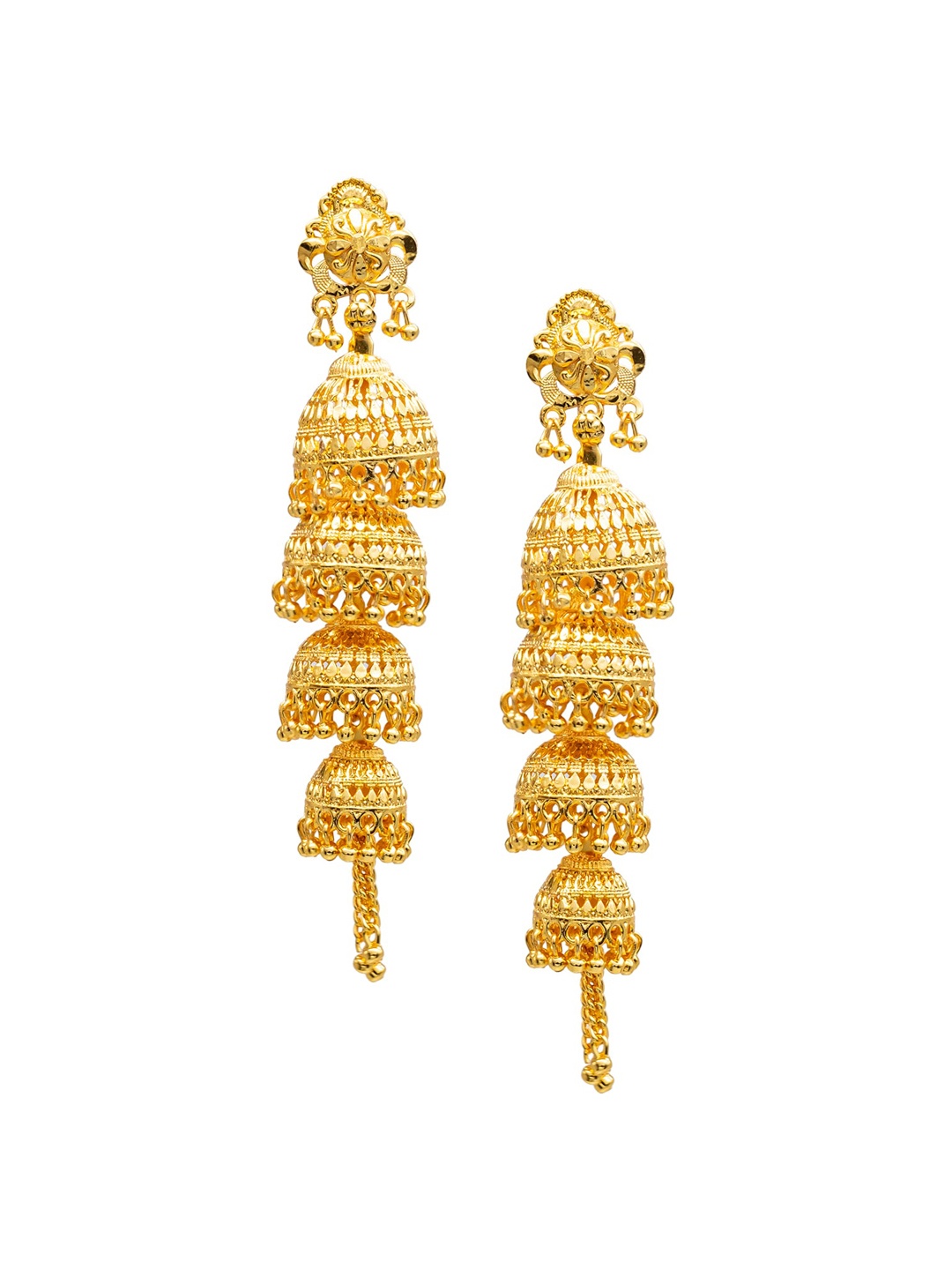 

Shining Jewel - By Shivansh Gold Plated Layered Jhumkas