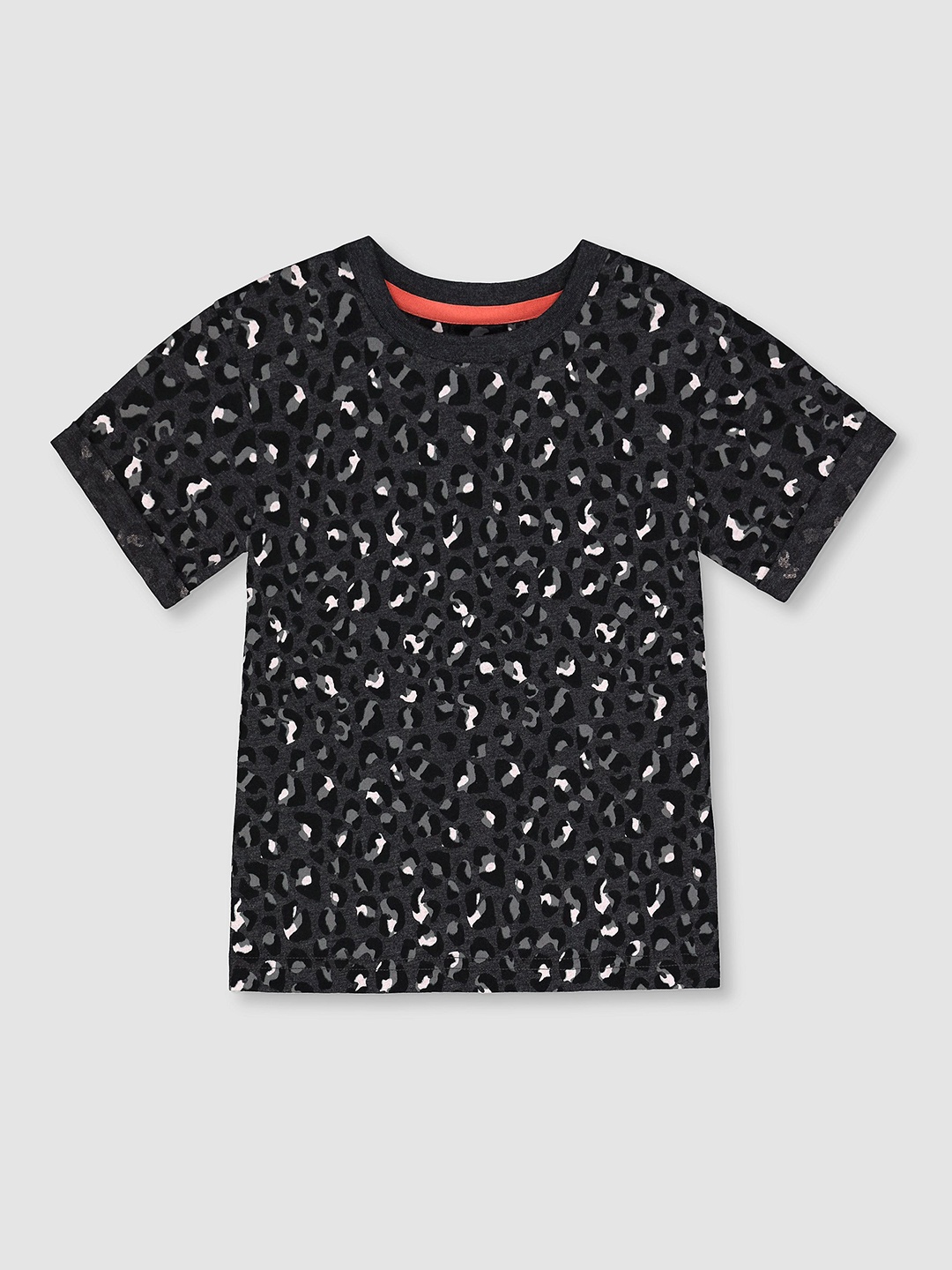 

mothercare Boys Round Neck Short Sleeves Animal Printed Regular Fit Cotton T-shirt, Grey