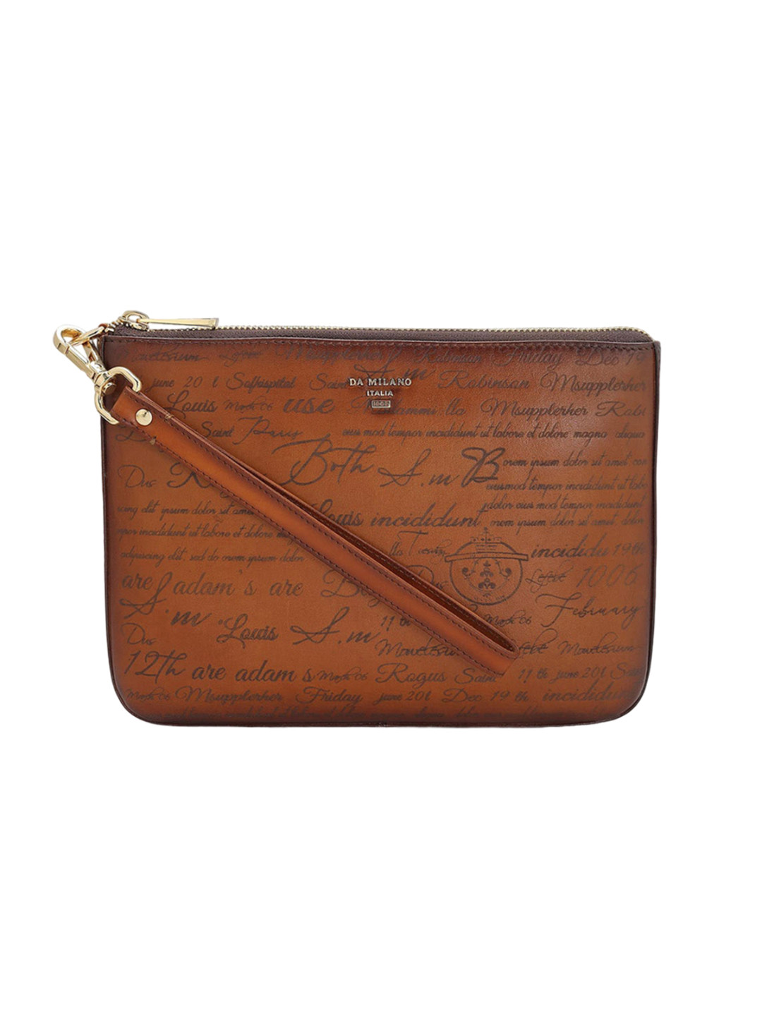 

Da Milano Typography Printed Travel Pouch, Brown