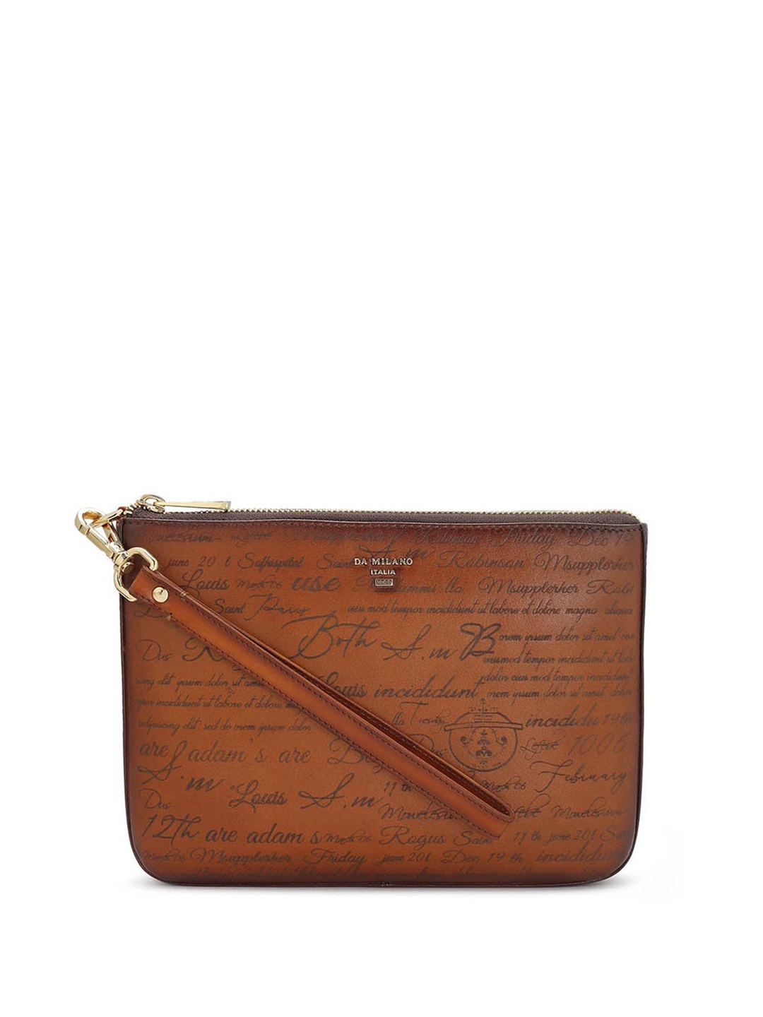 Da Milano Unisex Textured Pouch Travel Accessory, Brown