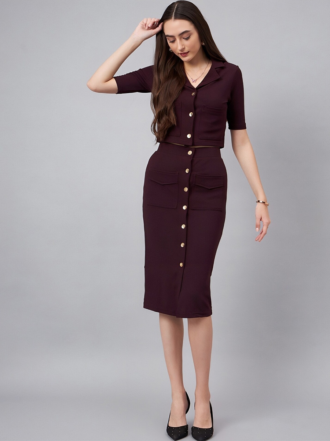 

N N ENTERPRISE V-Neck Shirt With Skirt, Purple