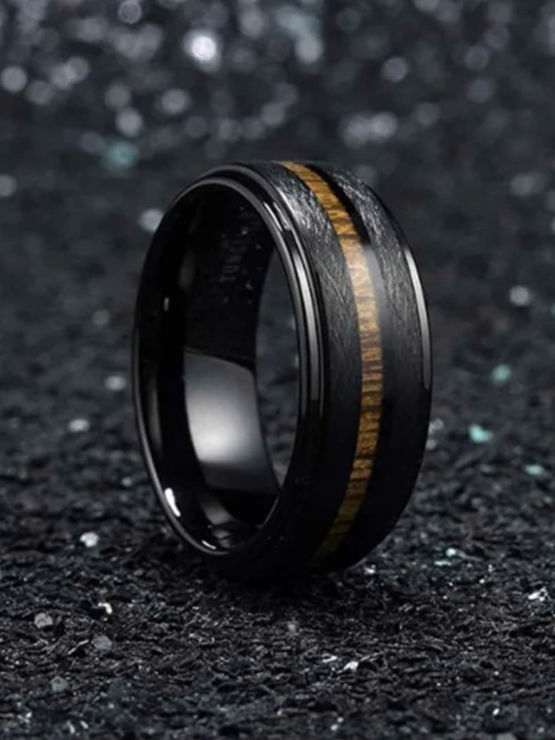 

SALTY Men Stainless Steel Retro Tungsten Finger Ring, Silver