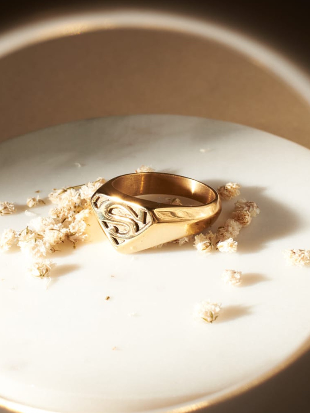 

SALTY Men Stainless Steel Superman Finger Rings, Gold