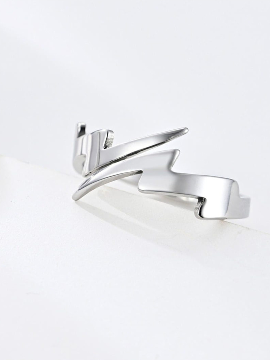 

SALTY Men Stainless Steel Luminous Luna Finger Rings, Silver