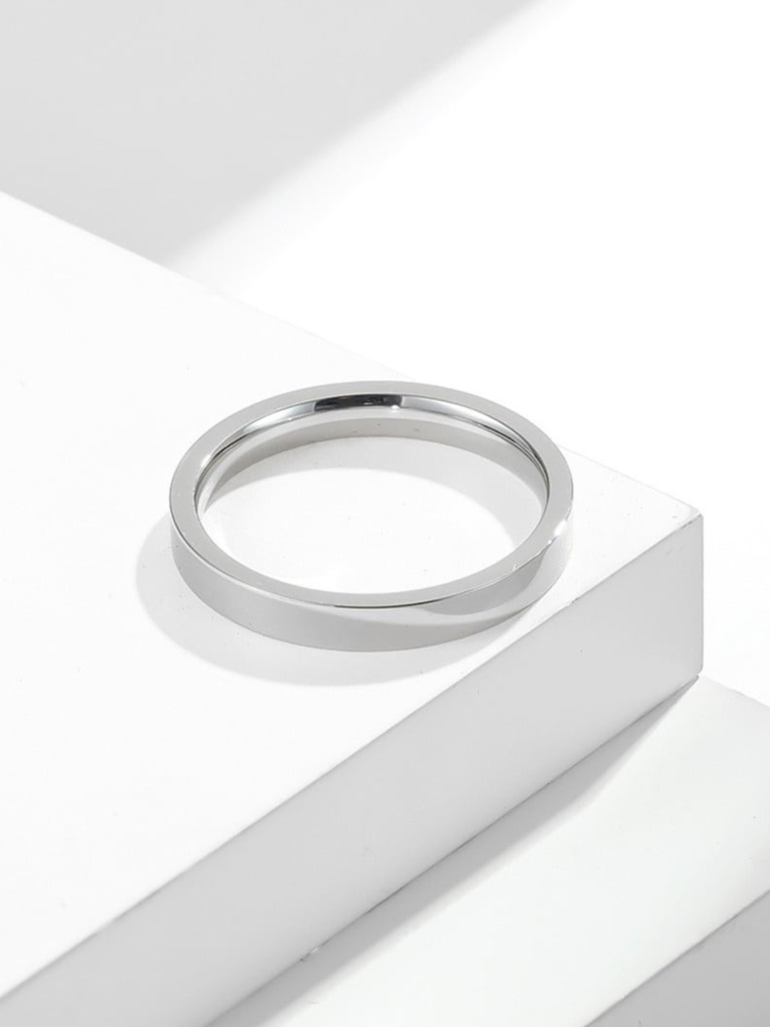 

SALTY Men Stainless Steel Minimal Promise Band Finger Ring, Silver