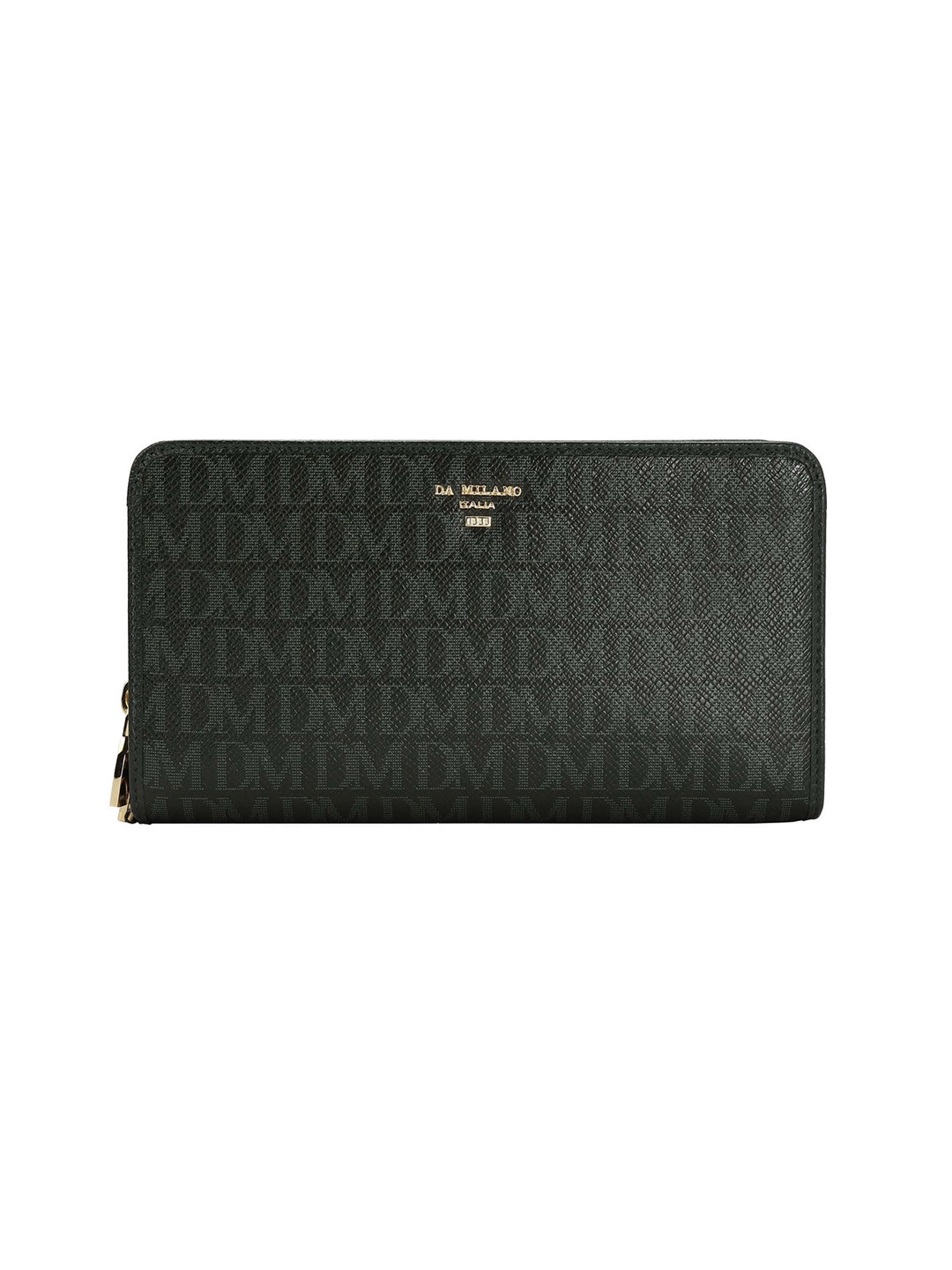 

Da Milano Typography Textured Zip Around Wallet, Green