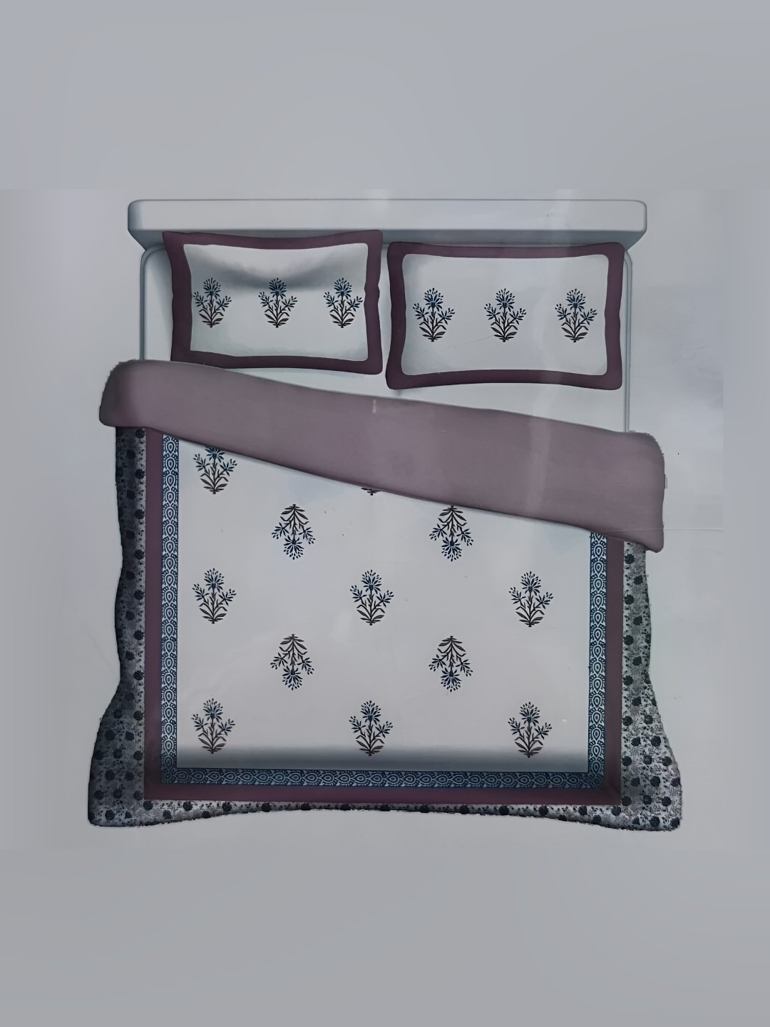 

Signature Black & Purple Floral Cotton 210 TC King Bedsheet With 2 Pillow Covers