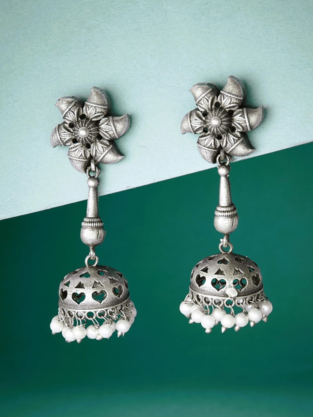 

ATIBELLE Silver Plated Jhumkas