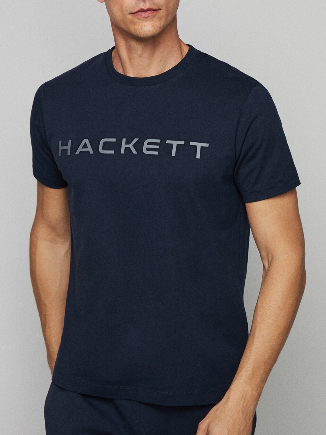 

HACKETT LONDON Typography Printed Cotton T-shirt, Navy blue