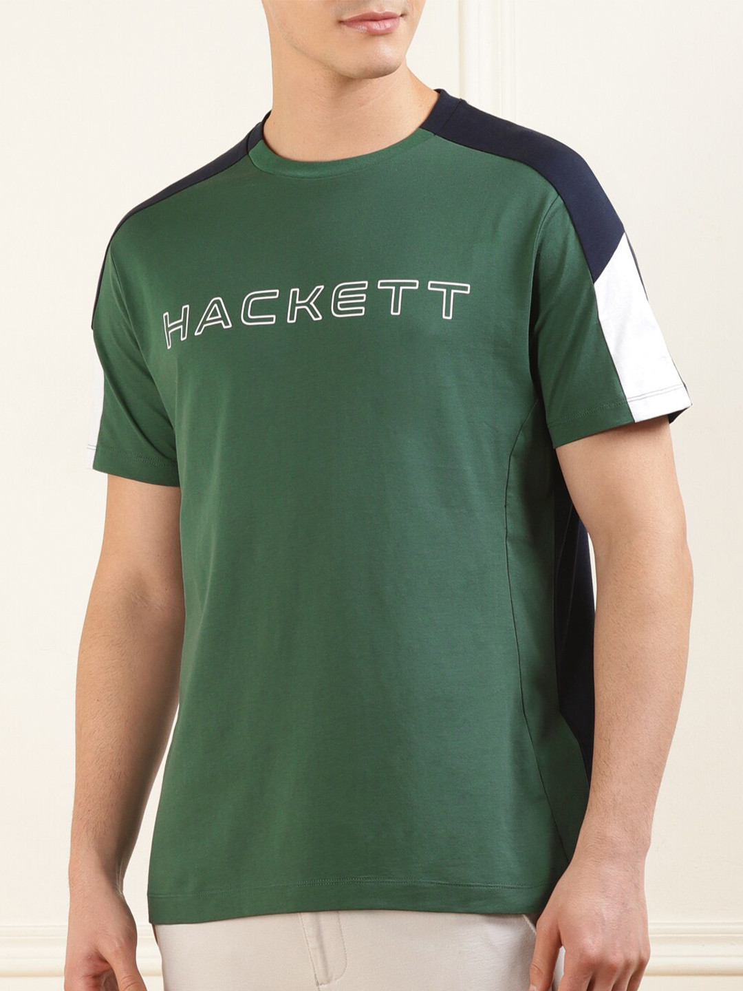 

HACKETT LONDON Colourblocked Cotton T-shirt, Green