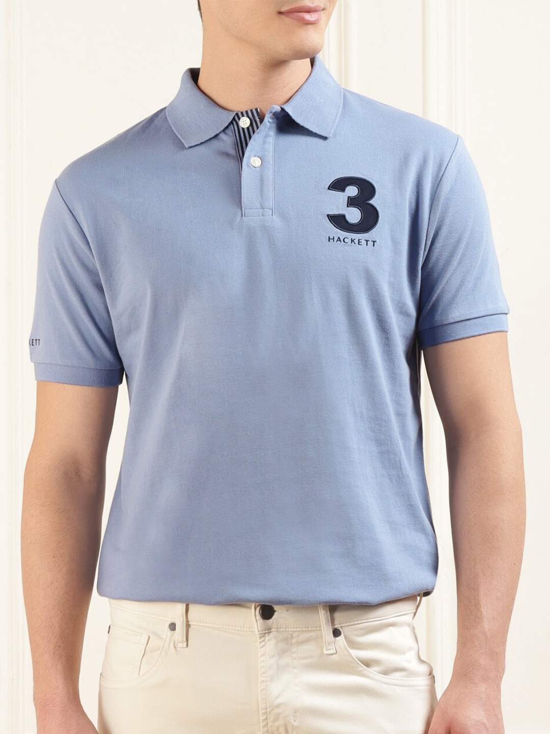 

HACKETT LONDON Polo Collar Cotton T-shirt, Blue