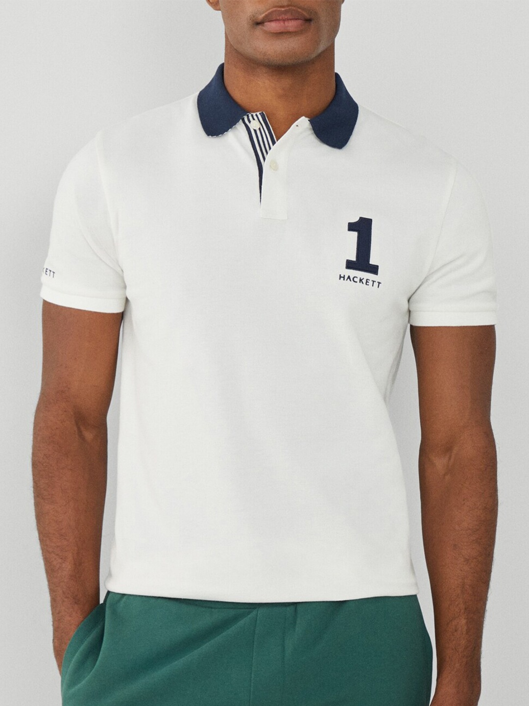 

HACKETT LONDON Polo Collar Cotton T-shirt, White