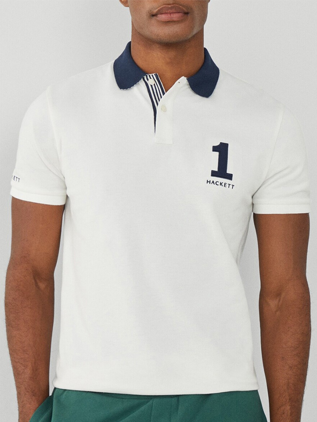 

HACKETT LONDON Polo Collar Cotton T-shirt, White