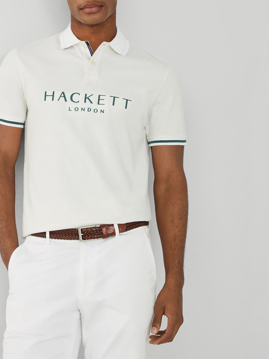 

HACKETT LONDON Polo Collar Cotton T-shirt, White