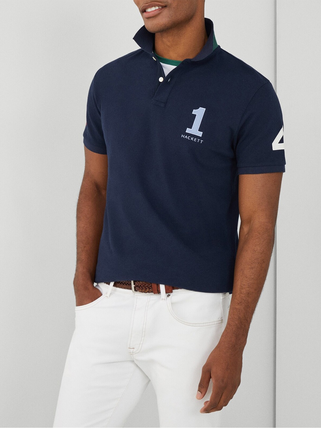 

HACKETT LONDON Polo Collar Cotton T-shirt, Navy blue