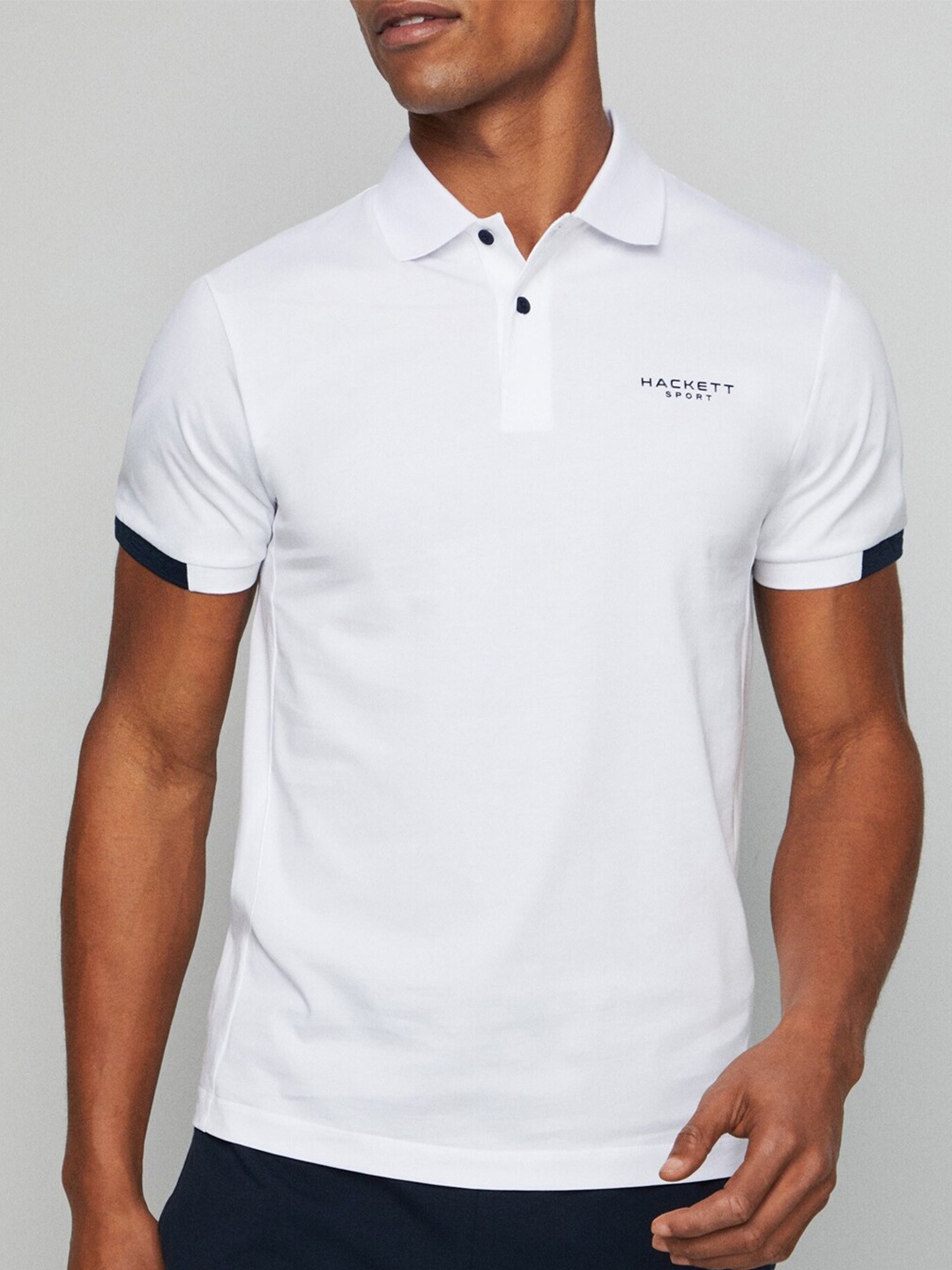 

HACKETT LONDON Short Sleeves Polo Collar Slim Fit Cotton Casual T-shirt, White