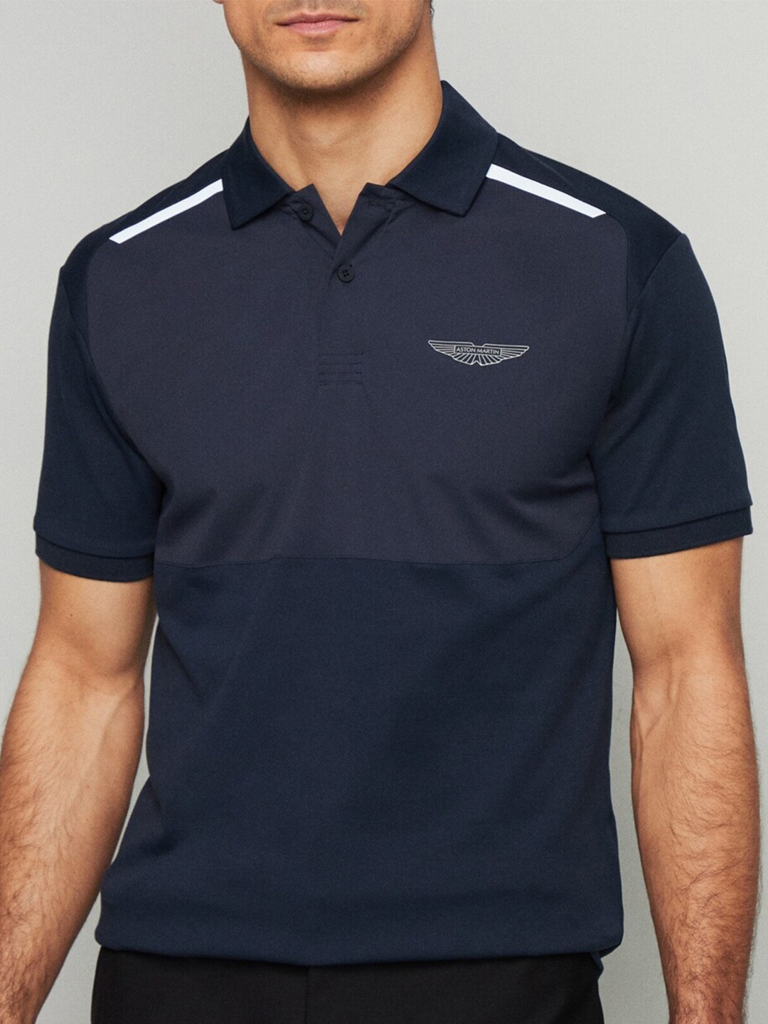 

HACKETT LONDON Polo Collar Short Sleeves Slim Fit Cotton T-shirt, Navy blue