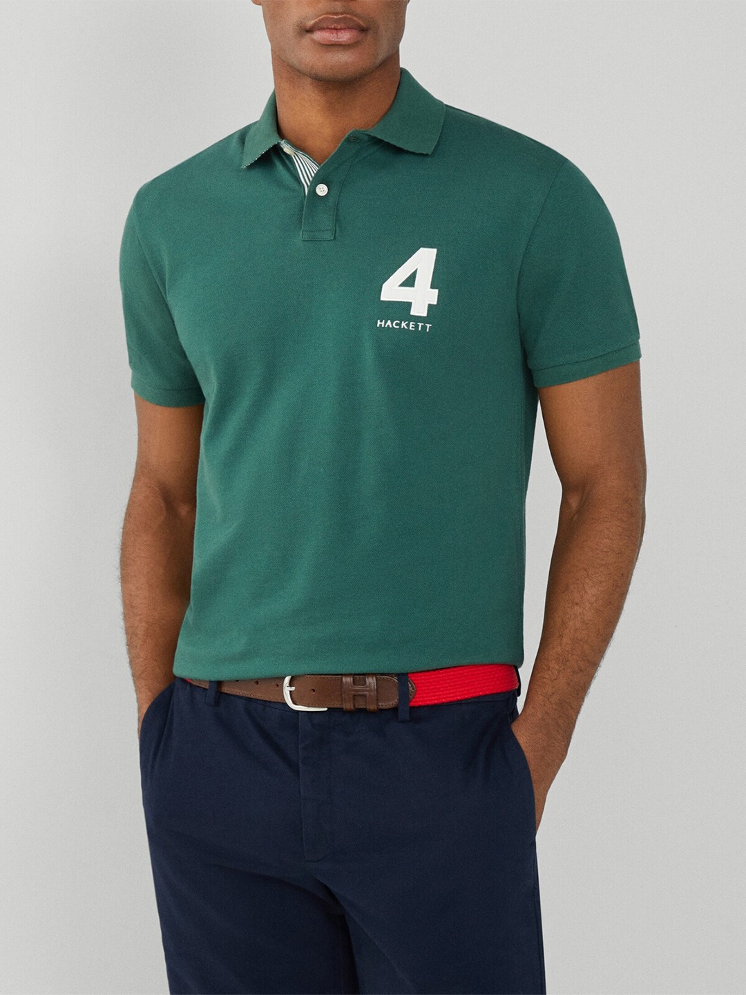 

HACKETT LONDON Polo Collar Short Sleeves Cotton Casual T-shirt, Green