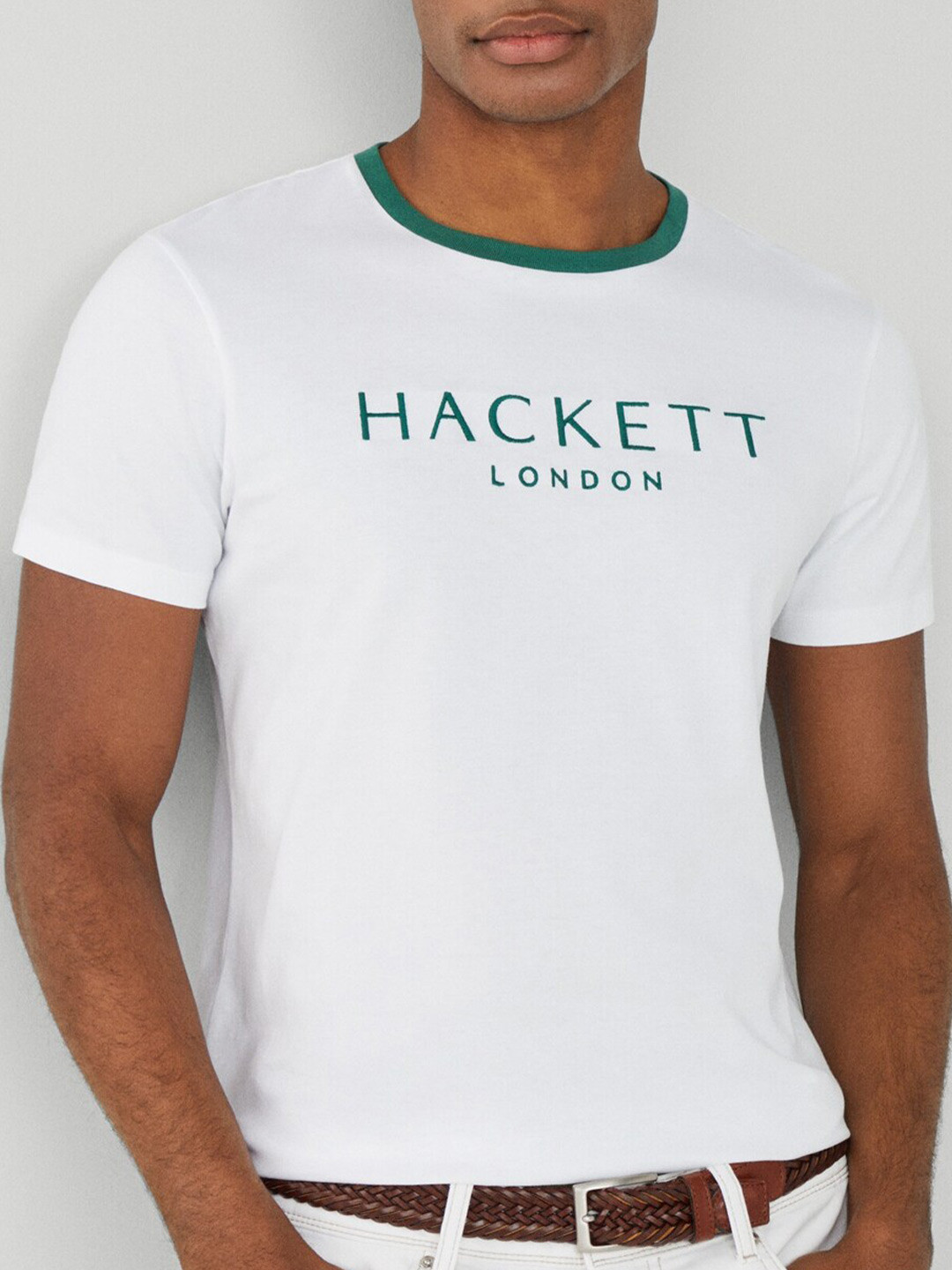 

HACKETT LONDON Typography Printed Round Neck Short Sleeves Cotton Casual T-shirt, White