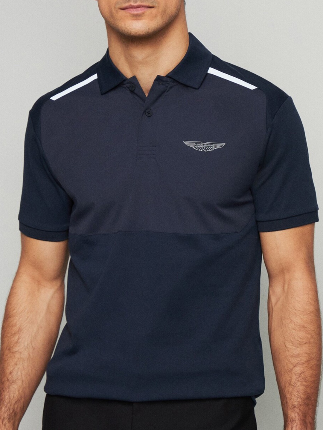 

HACKETT LONDON Short Sleeves Polo Collar Slim Fit Cotton Casual T-shirt, Navy blue