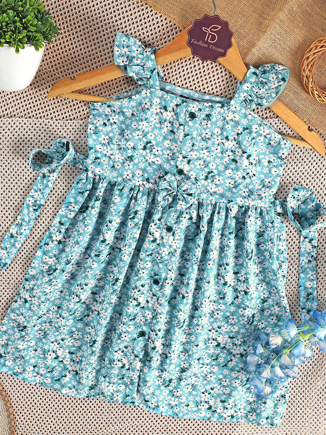 

BAESD Shoulder Strap Floral Print Peplum Dress, Blue