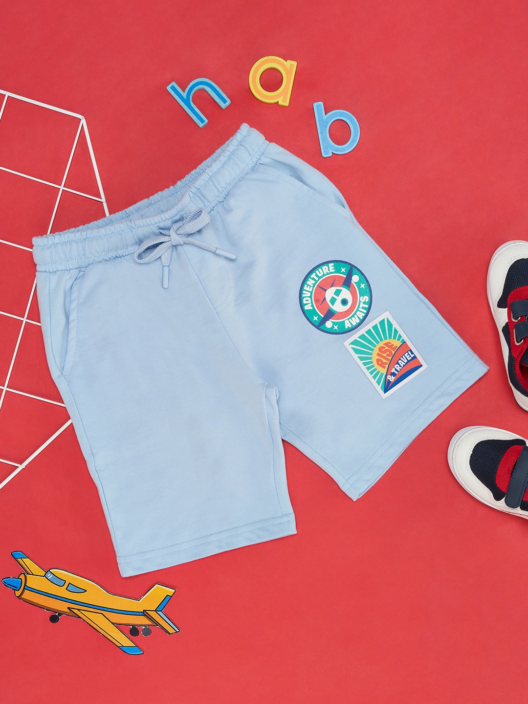

Pantaloons Junior Boys Graphic Printed Cotton Shorts, Blue