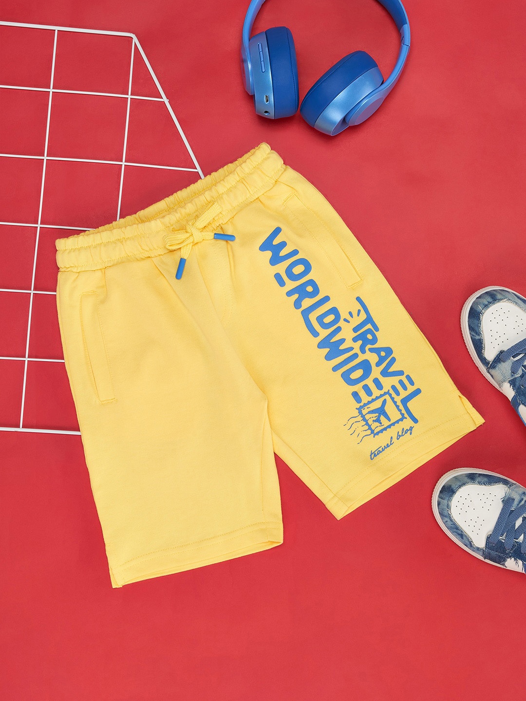 Pantaloons Junior Boys Mid-Rise Cotton Regular Shorts, Yellow