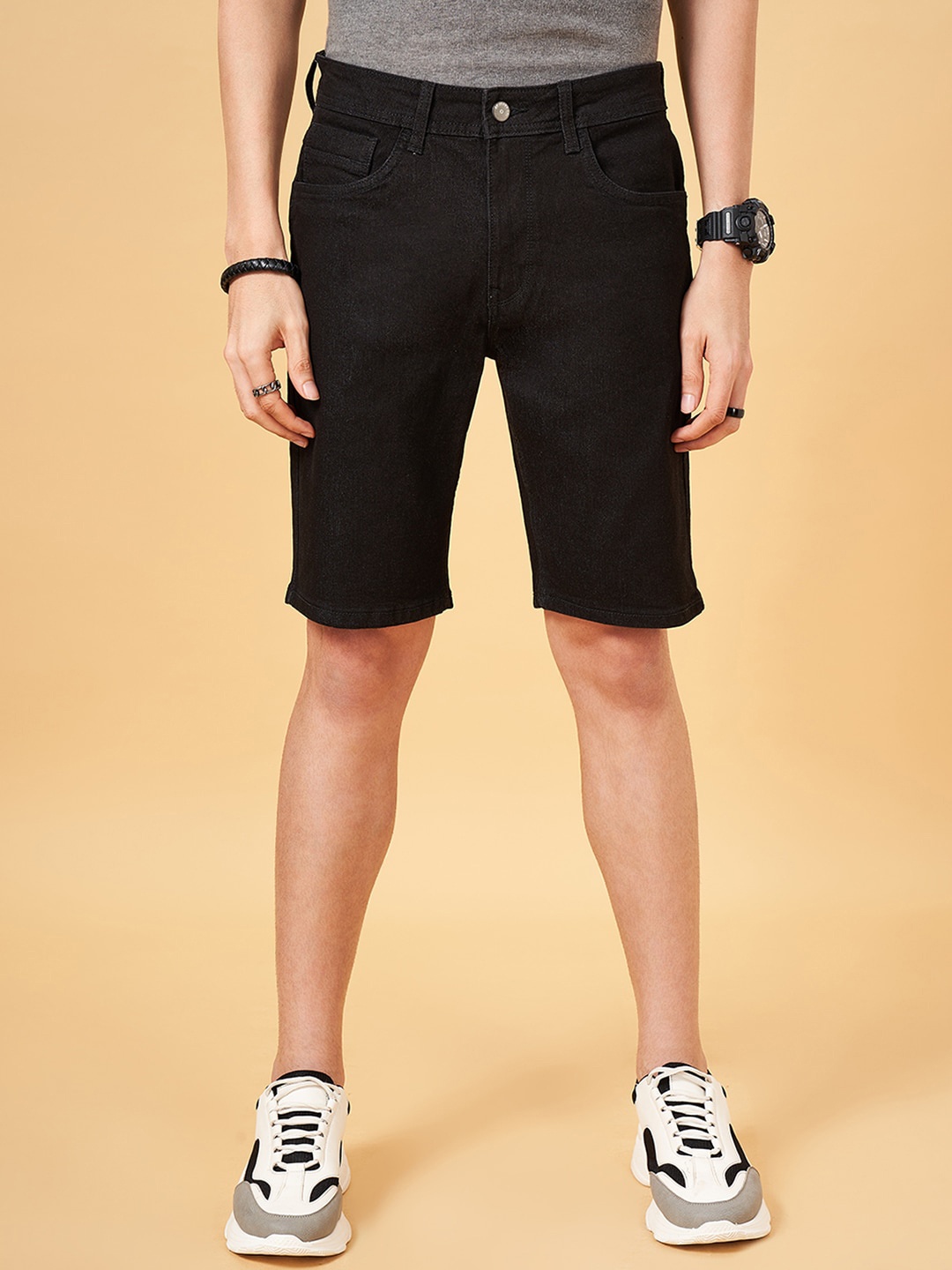 

SF JEANS by Pantaloons Men Mid-Rise Shorts, Black