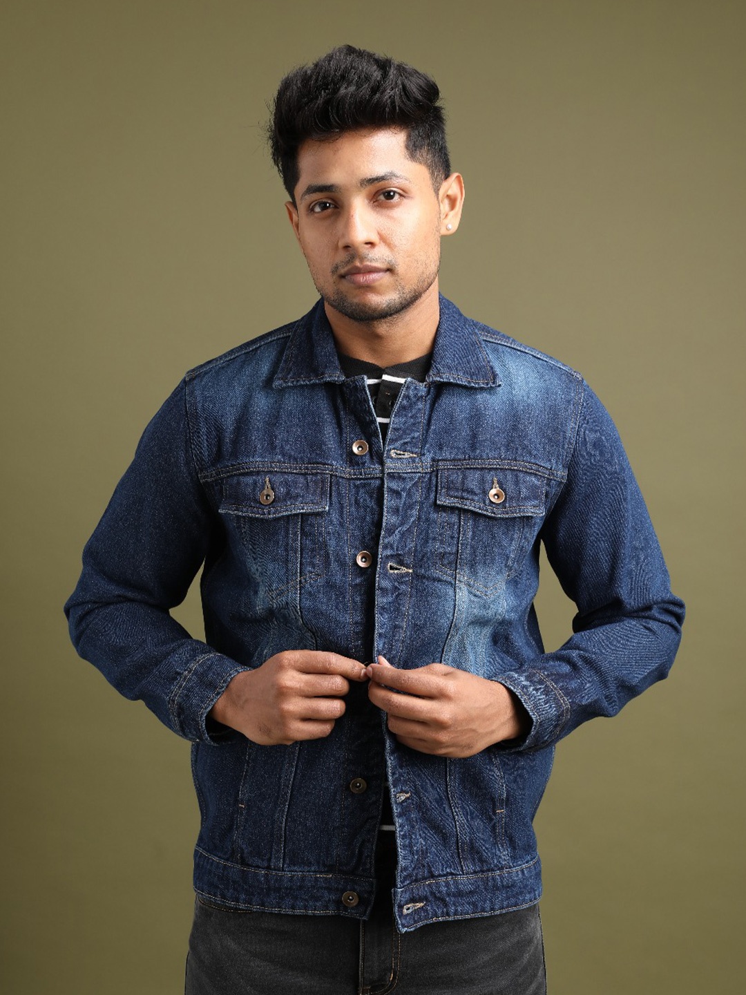 

URBARO Washed Pure Denim Jacket, Blue