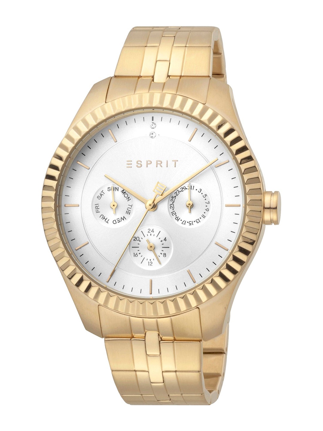 

ESPRIT Women Embellished Dial Bracelet Style Straps Analogue Watch ES1L202M0085, Gold