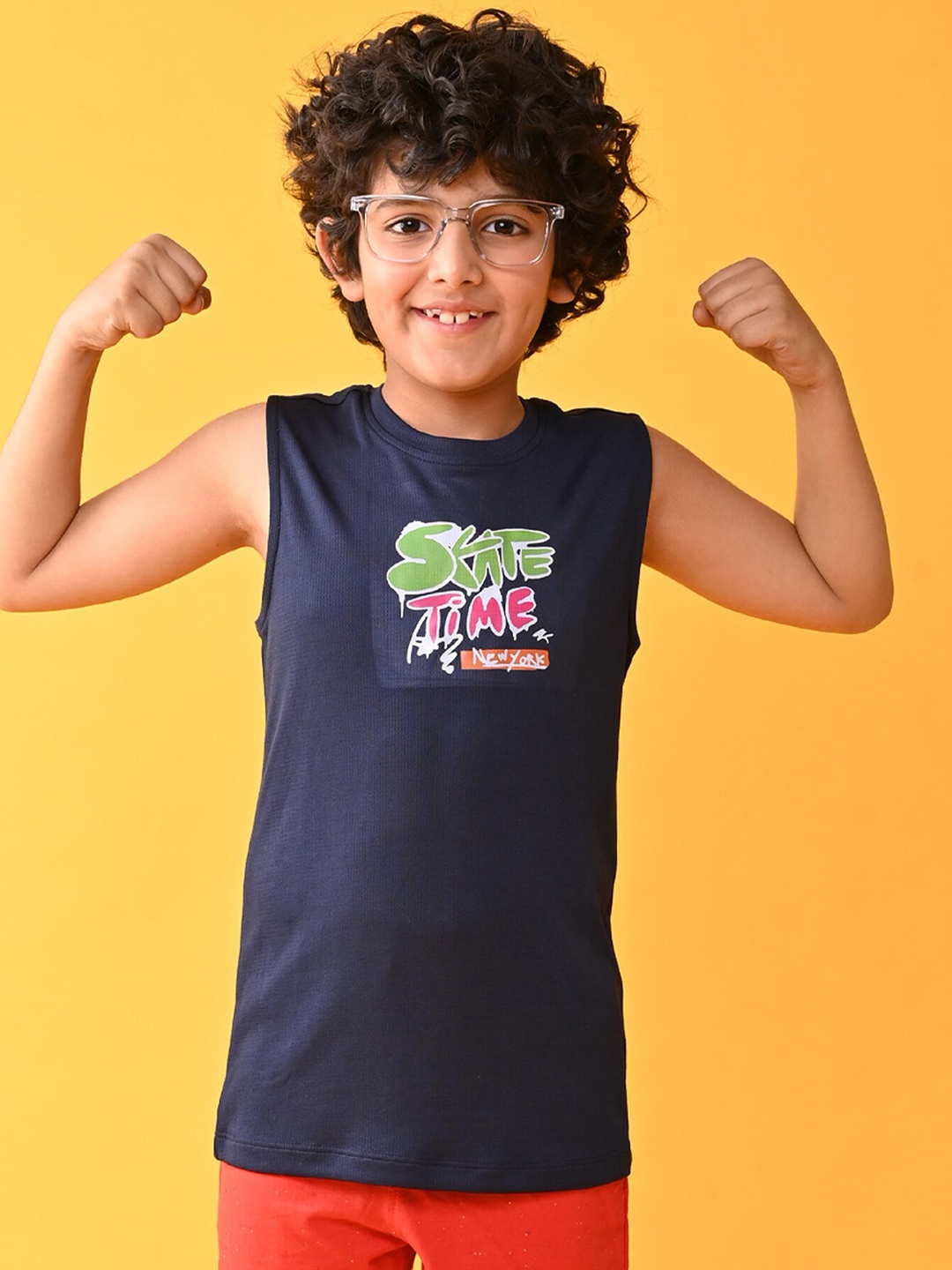

Anthrilo Boys Round Neck Graphic Printed T-shirt, Navy blue