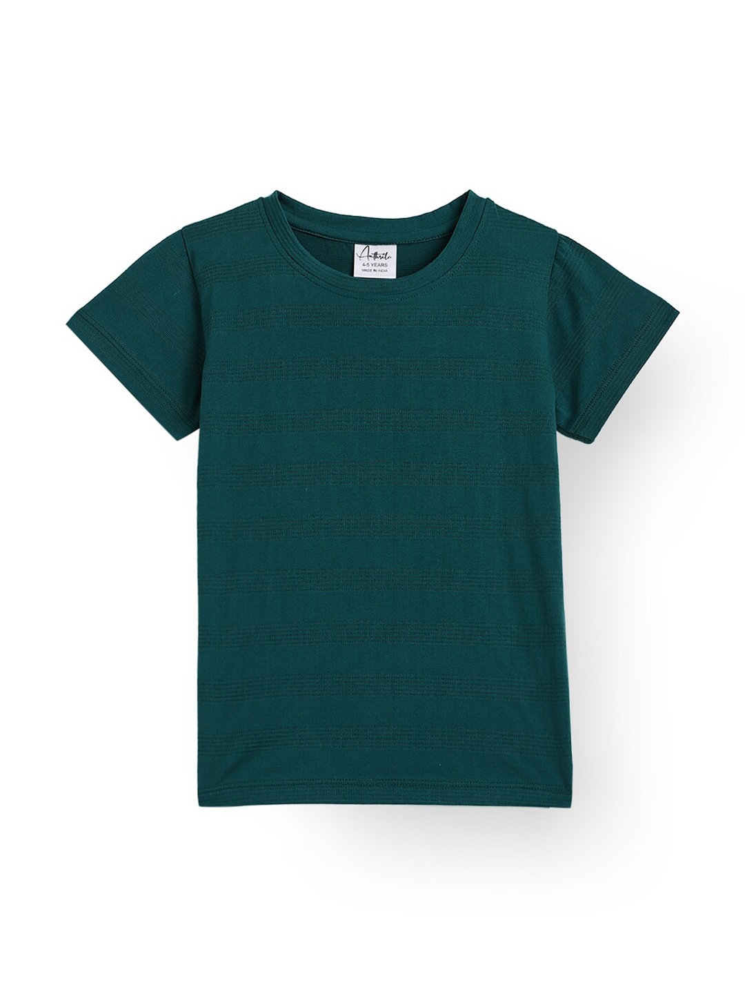 

Anthrilo Boys Striped Round Neck Cotton T-shirt, Green