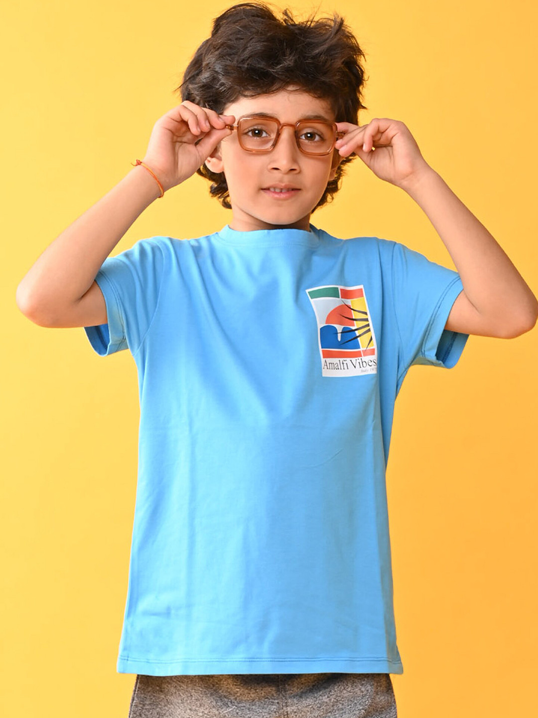 

Anthrilo Boys Round Neck Graphic Printed T-shirt, Blue