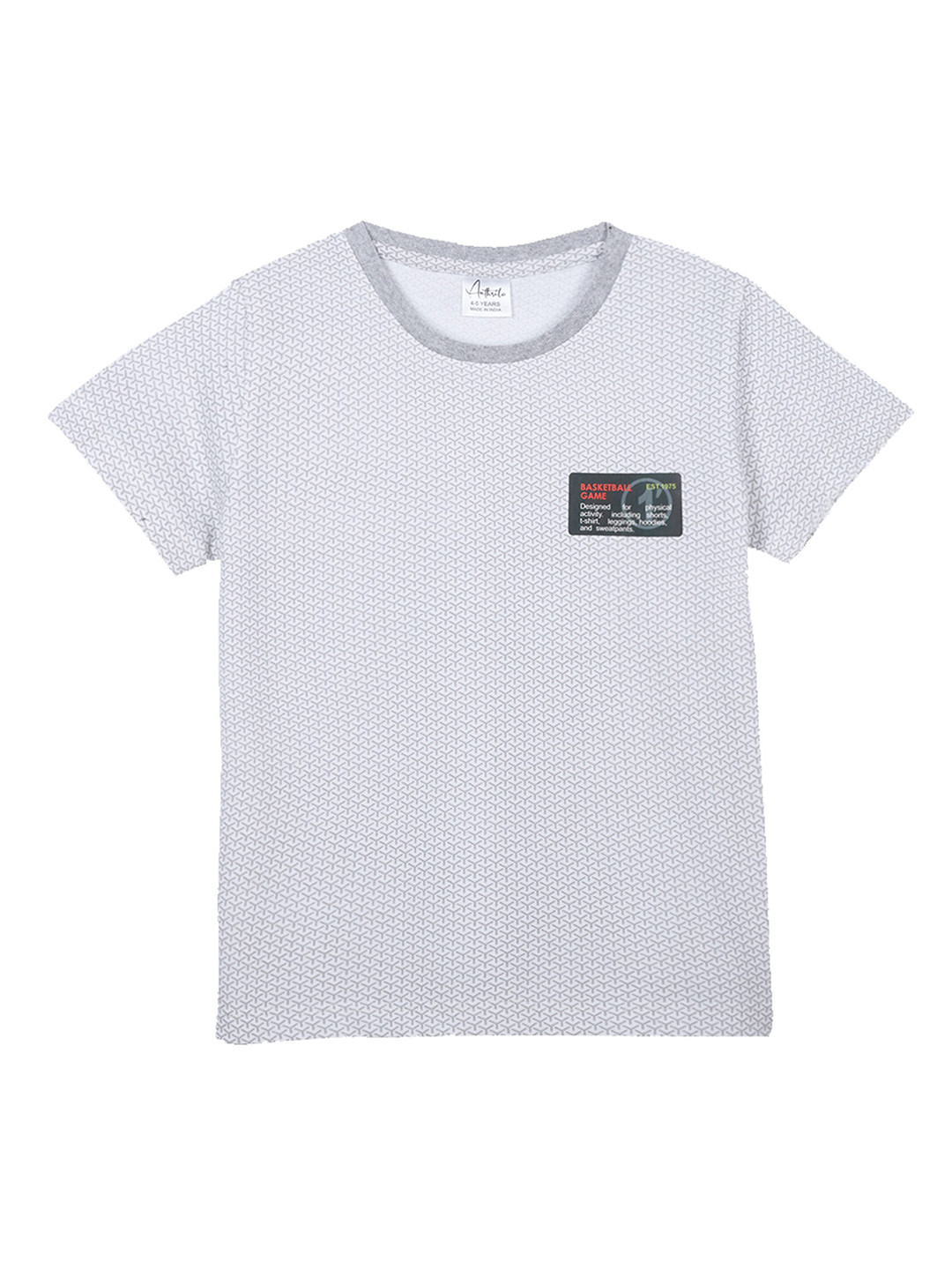 

Anthrilo Boys Geometric Printed Cotton T-shirt, White
